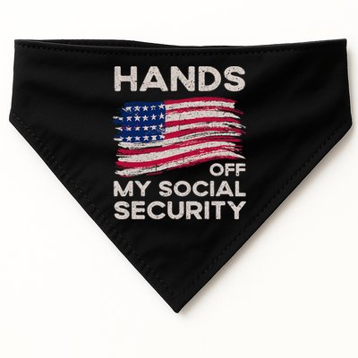 Retro Flag Hands Off My Social Security Protest Vintage USA-Made Doggie Bandana