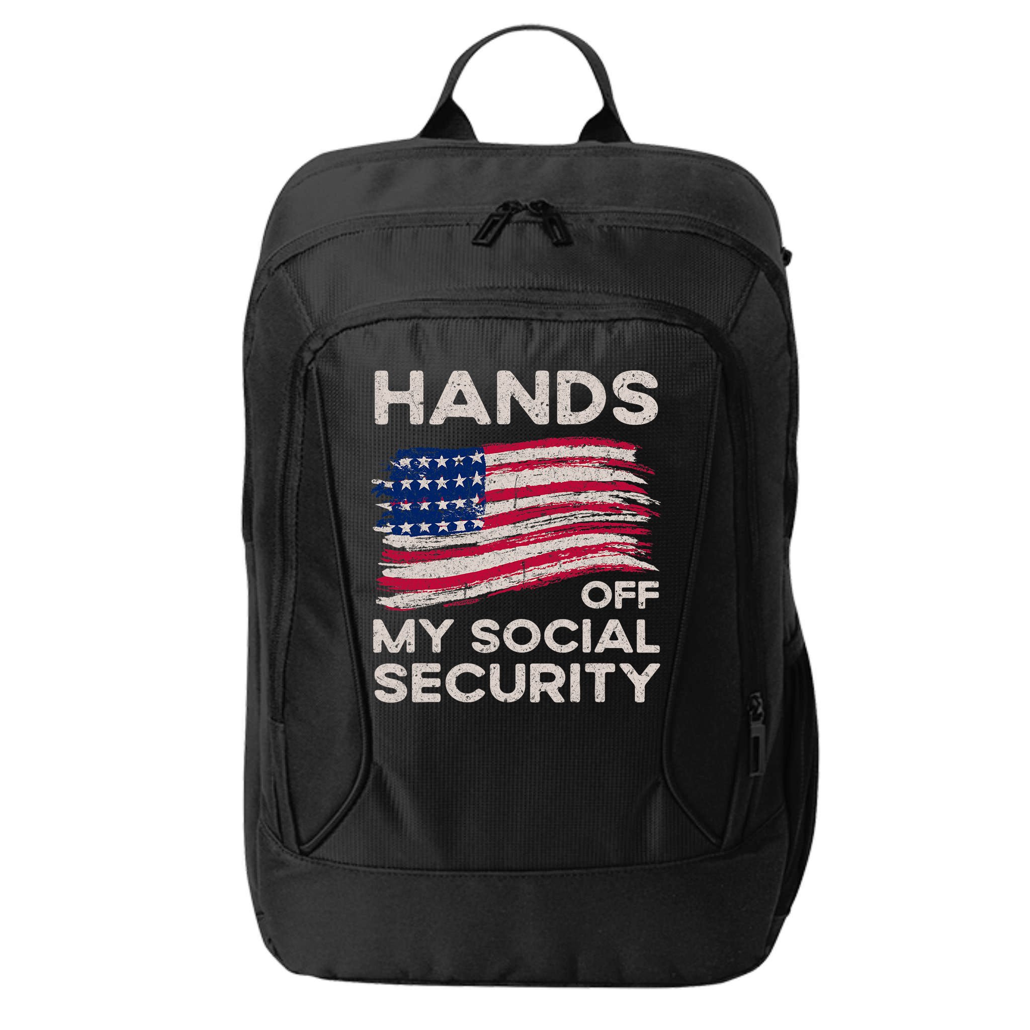 Retro Flag Hands Off My Social Security Protest Vintage City Backpack