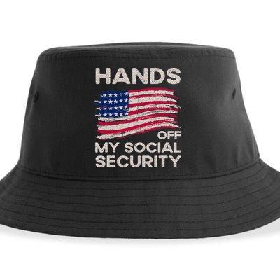 Retro Flag Hands Off My Social Security Protest Vintage Sustainable Bucket Hat