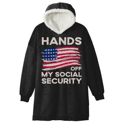 Retro Flag Hands Off My Social Security Protest Vintage Hooded Wearable Blanket