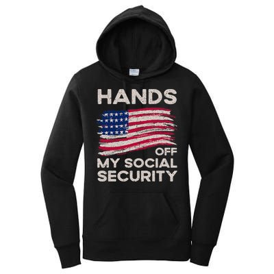 Retro Flag Hands Off My Social Security Protest Vintage Women's Pullover Hoodie