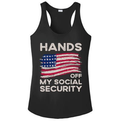 Retro Flag Hands Off My Social Security Protest Vintage Ladies PosiCharge Competitor Racerback Tank