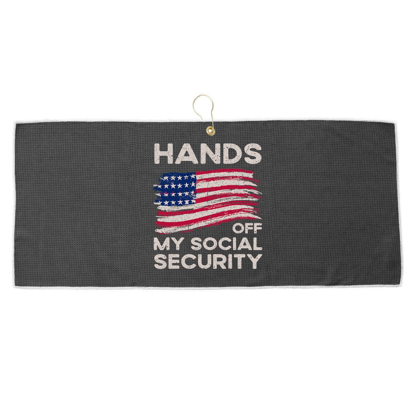 Retro Flag Hands Off My Social Security Protest Vintage Large Microfiber Waffle Golf Towel