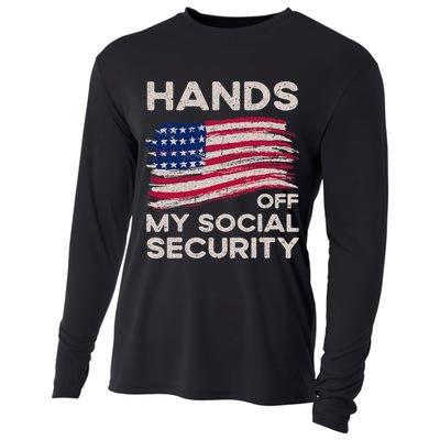 Retro Flag Hands Off My Social Security Protest Vintage Cooling Performance Long Sleeve Crew