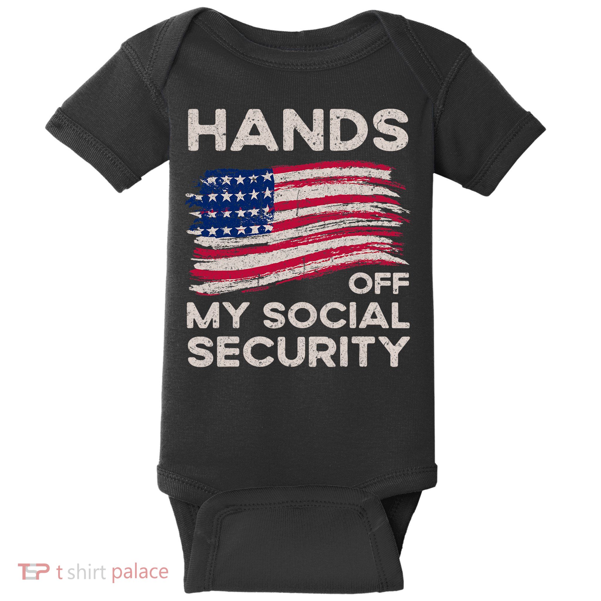 Retro Flag Hands Off My Social Security Protest Vintage Baby Bodysuit