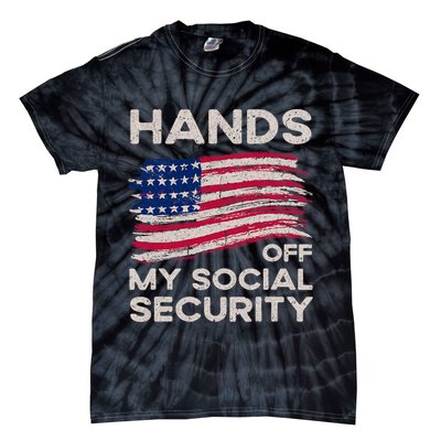 Retro Flag Hands Off My Social Security Protest Vintage Tie-Dye T-Shirt