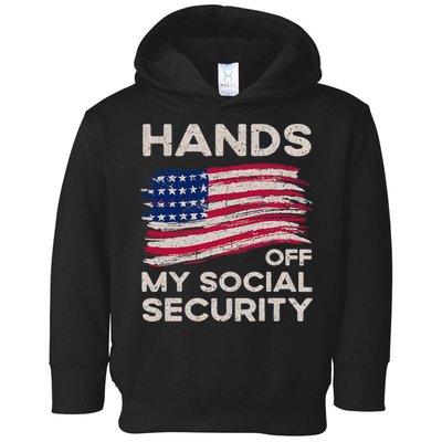 Retro Flag Hands Off My Social Security Protest Vintage Toddler Hoodie