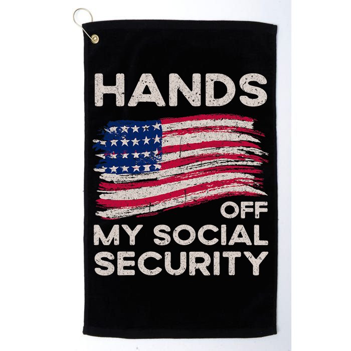Retro Flag Hands Off My Social Security Protest Vintage Golf Towel