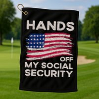 Retro Flag Hands Off My Social Security Protest Vintage Golf Towel