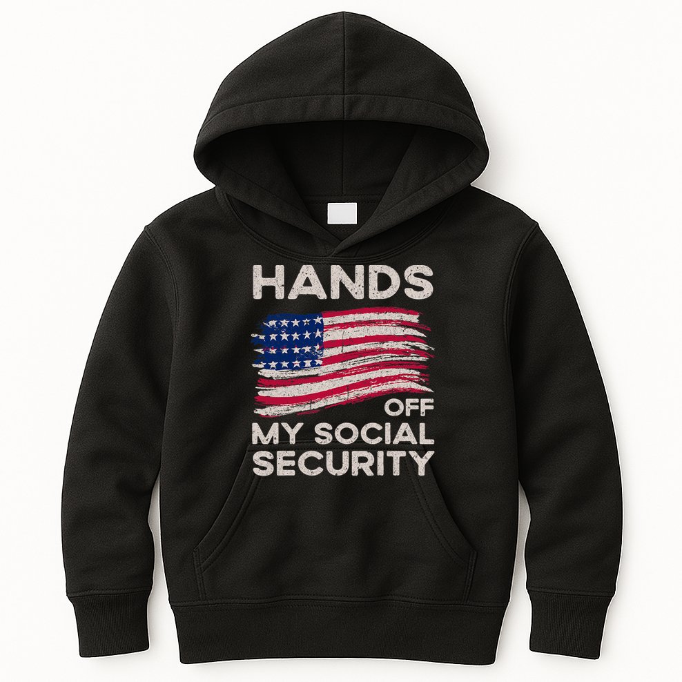 Retro Flag Hands Off My Social Security Protest Vintage Kids Hoodie