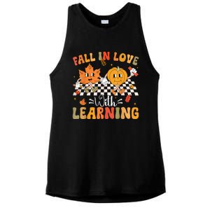 Retro Fall In Love With Learning Autumn Pumpkin Teacher Ladies PosiCharge Tri-Blend Wicking Tank