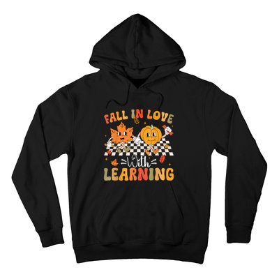 Retro Fall In Love With Learning Autumn Pumpkin Teacher Hoodie