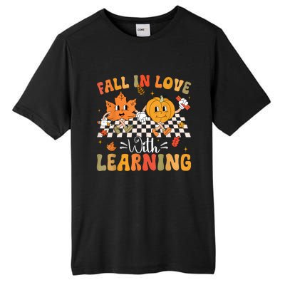 Retro Fall In Love With Learning Autumn Pumpkin Teacher Tall Fusion ChromaSoft Performance T-Shirt