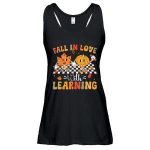 Retro Fall In Love With Learning Autumn Pumpkin Teacher Ladies Essential Flowy Tank