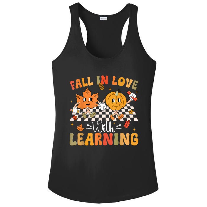 Retro Fall In Love With Learning Autumn Pumpkin Teacher Ladies PosiCharge Competitor Racerback Tank