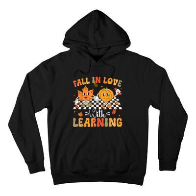 Retro Fall In Love With Learning Autumn Pumpkin Teacher Tall Hoodie