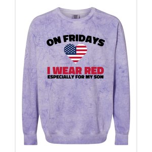 Red Friday I Wear Red On Fridays For My Son Military Veteran Gift Colorblast Crewneck Sweatshirt