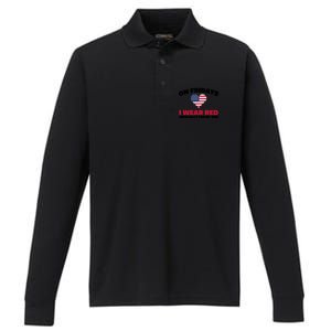 Red Friday I Wear Red On Fridays For My Son Military Veteran Gift Performance Long Sleeve Polo