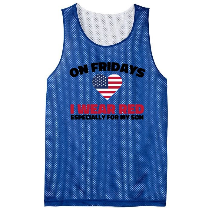 Red Friday I Wear Red On Fridays For My Son Military Veteran Gift Mesh Reversible Basketball Jersey Tank