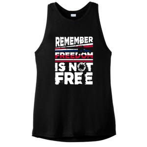 Remember Freedom Is Not Free Gift Memorial Day Ladies PosiCharge Tri-Blend Wicking Tank