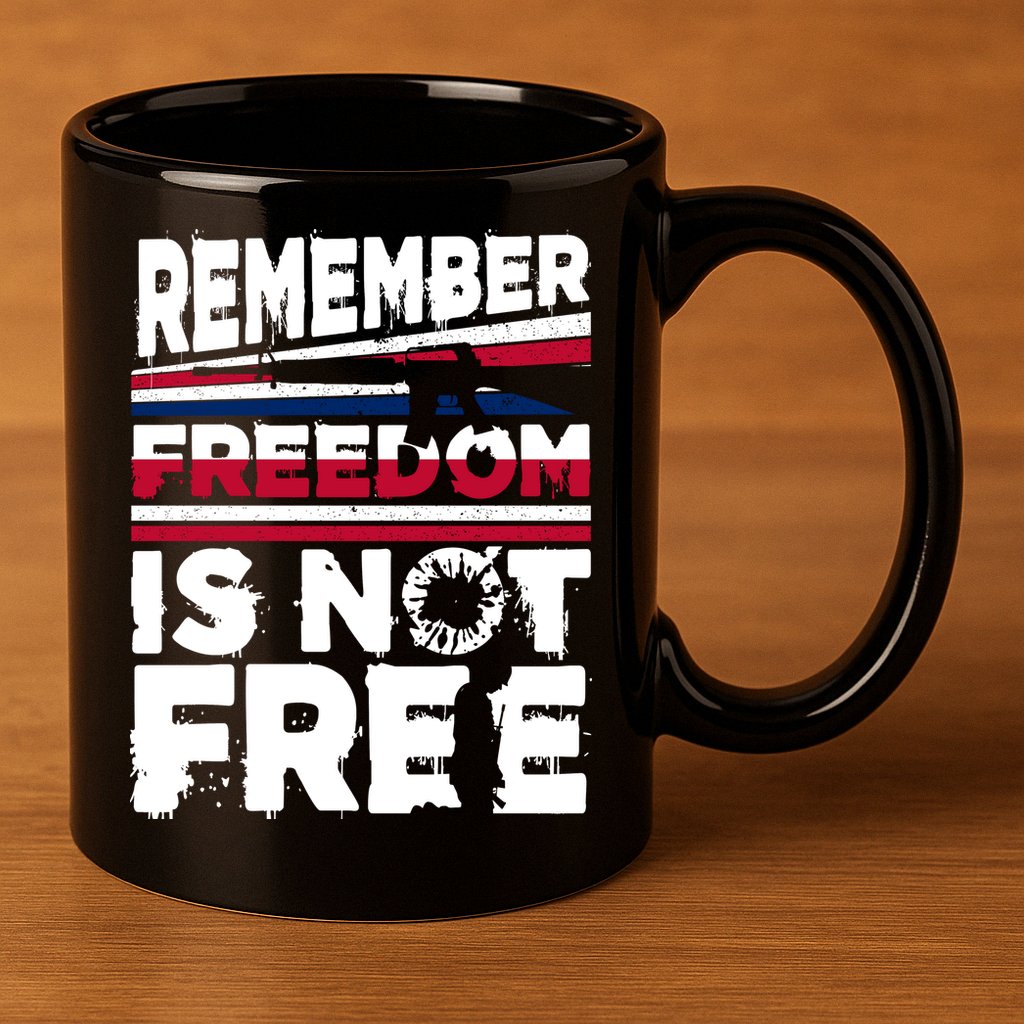 Remember Freedom Is Not Free Gift Memorial Day 11oz C Handle Ceramic Mug