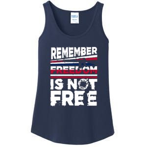 Remember Freedom Is Not Free Gift Memorial Day Ladies Essential Tank