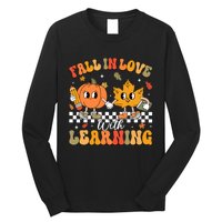 Retro Fall In Love With Learning Autumn Pumpkin Teacher Long Sleeve Shirt