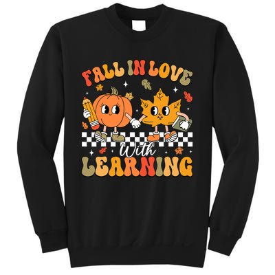 Retro Fall In Love With Learning Autumn Pumpkin Teacher Sweatshirt