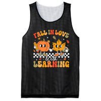 Retro Fall In Love With Learning Autumn Pumpkin Teacher Mesh Reversible Basketball Jersey Tank