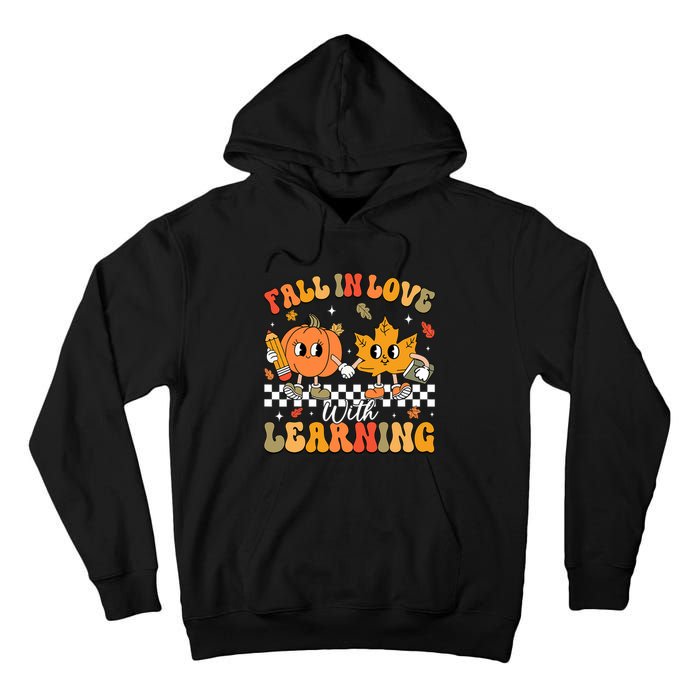 Retro Fall In Love With Learning Autumn Pumpkin Teacher Tall Hoodie