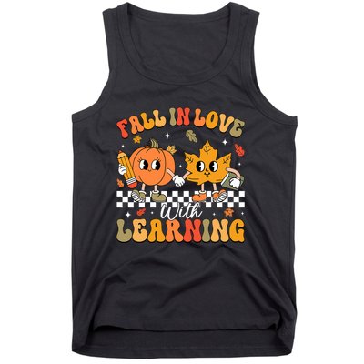 Retro Fall In Love With Learning Autumn Pumpkin Teacher Tank Top