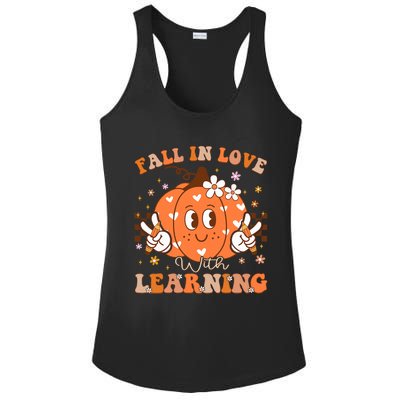 Retro Fall In Love With Learning Autumn Pumpkin Teacher Ladies PosiCharge Competitor Racerback Tank