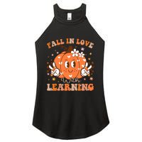 Retro Fall In Love With Learning Autumn Pumpkin Teacher Women's Perfect Tri Rocker Tank