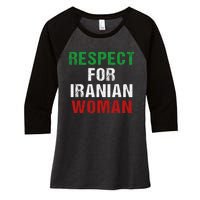 respect for Iranian woman 's rights activist Iran Flag Women's Tri-Blend 3/4-Sleeve Raglan Shirt