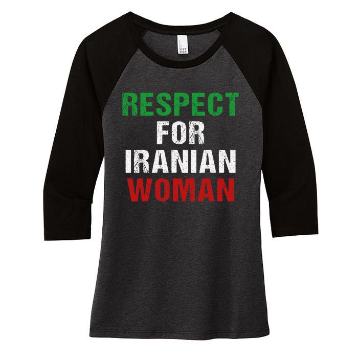 respect for Iranian woman 's rights activist Iran Flag Women's Tri-Blend 3/4-Sleeve Raglan Shirt