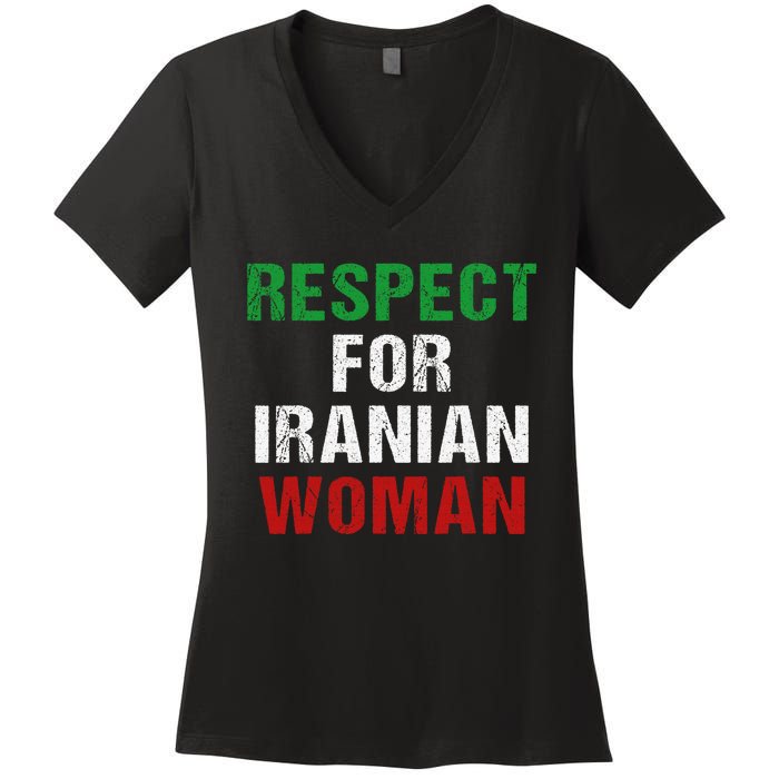 respect for Iranian woman 's rights activist Iran Flag Women's V-Neck T-Shirt