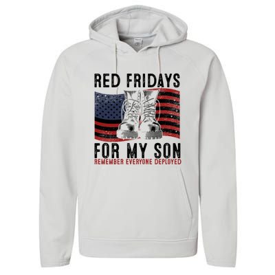 Red Friday I Wear Red On Fridays For My Son Military Veteran Gift Performance Fleece Hoodie