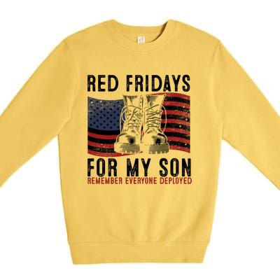 Red Friday I Wear Red On Fridays For My Son Military Veteran Gift Premium Crewneck Sweatshirt