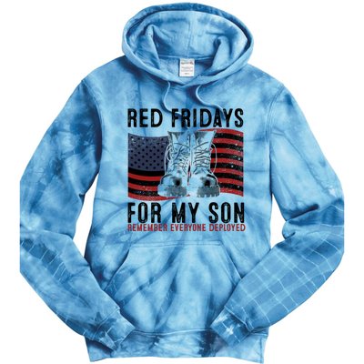 Red Friday I Wear Red On Fridays For My Son Military Veteran Gift Tie Dye Hoodie