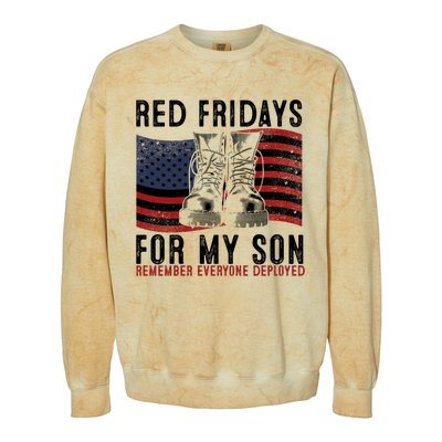 Red Friday I Wear Red On Fridays For My Son Military Veteran Gift Colorblast Crewneck Sweatshirt