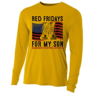 Red Friday I Wear Red On Fridays For My Son Military Veteran Gift Cooling Performance Long Sleeve Crew