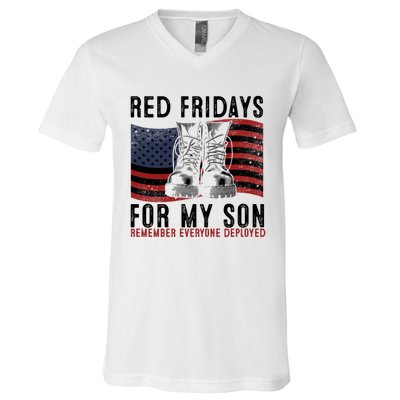 Red Friday I Wear Red On Fridays For My Son Military Veteran Gift V-Neck T-Shirt