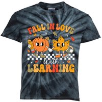 Retro Fall In Love With Learning Autumn Pumpkin Teacher Kids Tie-Dye T-Shirt