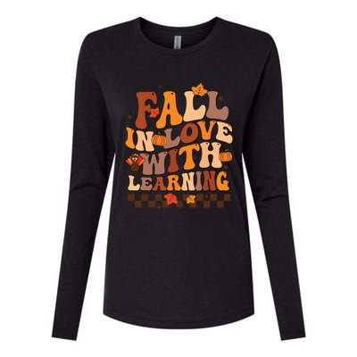 Retro Fall In Love Learning Teacher Pumpkin Spooky Teacher Womens Cotton Relaxed Long Sleeve T-Shirt