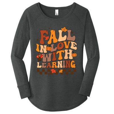 Retro Fall In Love Learning Teacher Pumpkin Spooky Teacher Women's Perfect Tri Tunic Long Sleeve Shirt