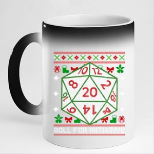 Roll For Initiative Christmas D20 Ugly Tabletop Rpg Sweaters Funny Gift 11oz Black Color Changing Mug