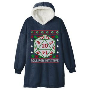 Roll For Initiative Christmas D20 Ugly Tabletop Rpg Sweaters Funny Gift Hooded Wearable Blanket