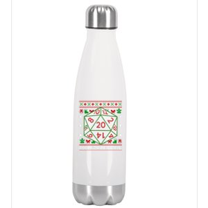 Roll For Initiative Christmas D20 Ugly Tabletop Rpg Sweaters Funny Gift Stainless Steel Insulated Water Bottle