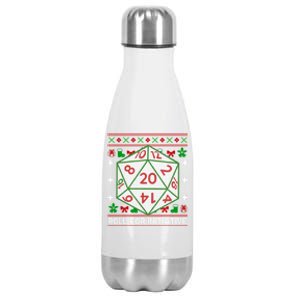 Roll For Initiative Christmas D20 Ugly Tabletop Rpg Sweaters Funny Gift Stainless Steel Insulated Water Bottle