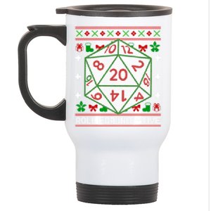 Roll For Initiative Christmas D20 Ugly Tabletop Rpg Sweaters Funny Gift Stainless Steel Travel Mug